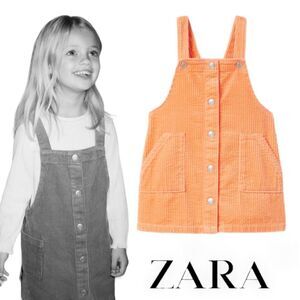 ZARA Kids | Orange | SNAPS CORDUROY PINAFORE DRESS